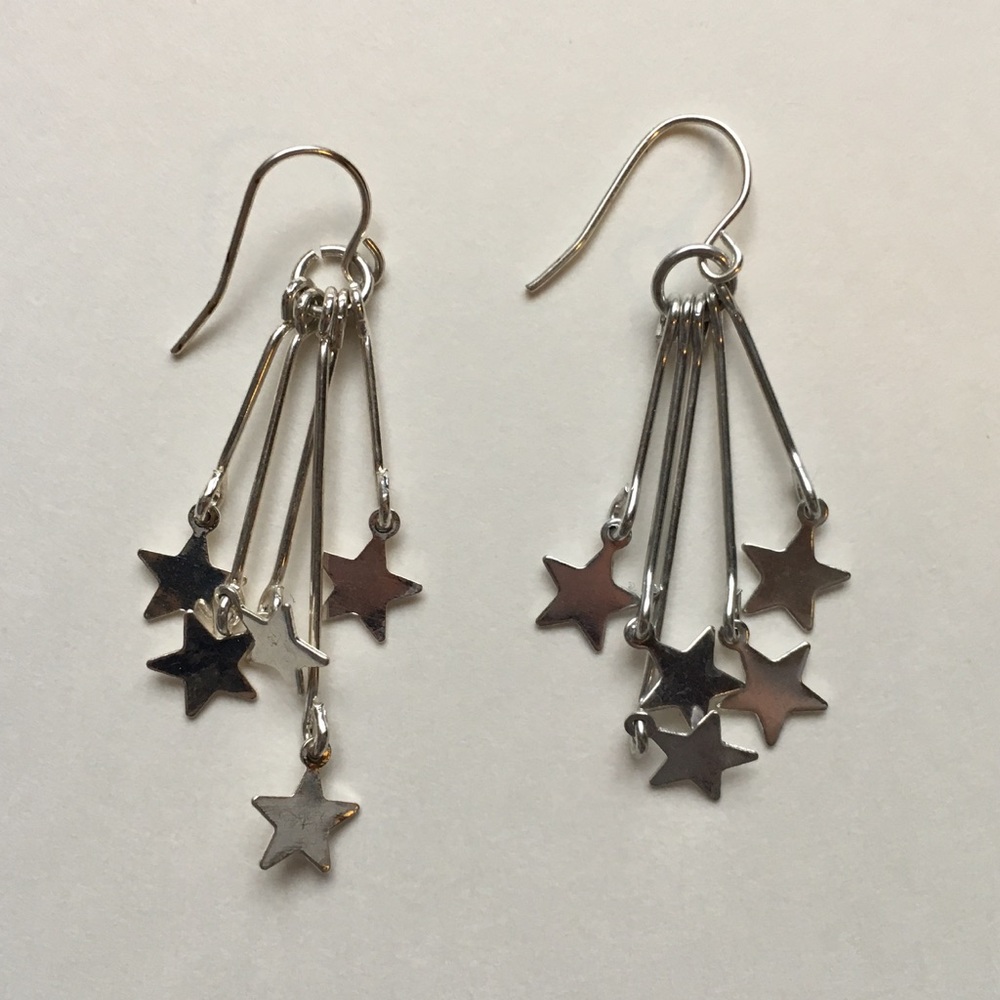 Dangling silver star earrings
